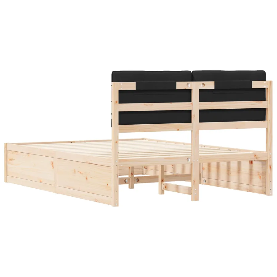 Cadre de lit avec tête de lit rembourrée Noir 135 x 190 cm - 7
