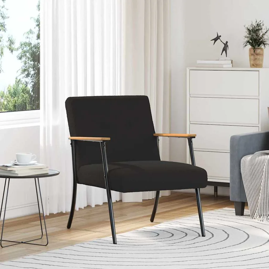 fauteuil Noir Tissu ressemblant à de la laine bouclée