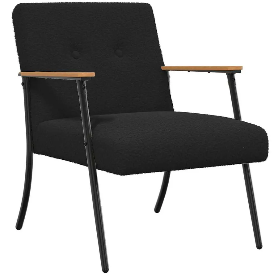 fauteuil Noir Tissu ressemblant à de la laine bouclée - 2