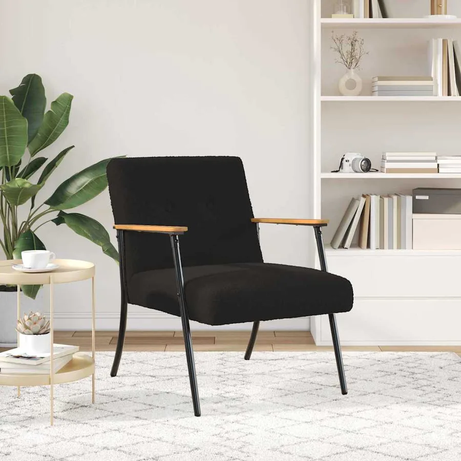 fauteuil Noir Tissu ressemblant à de la laine bouclée - 3