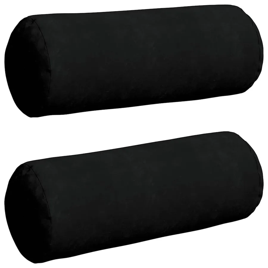 Coussins d'accent 2 pcs Noir Ø 25 x 70 cm Tissu en microfibre - 2