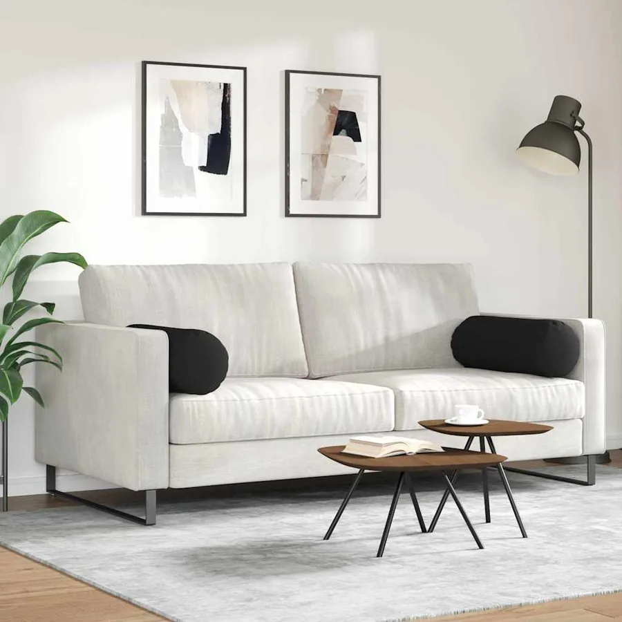 Coussins d'accent 2 pcs Noir Ø 25 x 70 cm Tissu en microfibre - 4