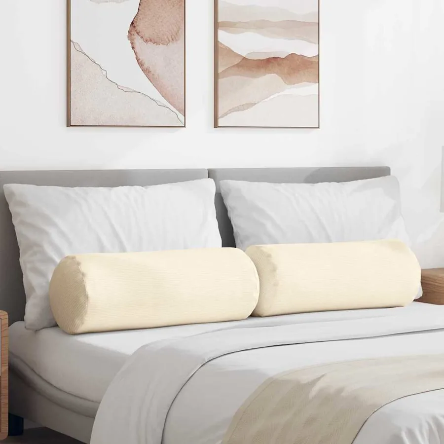 Coussins d'accent 2 pcs Crème Ø 25 x 70 cm