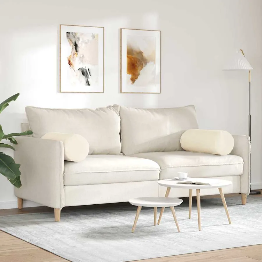 Coussins d'accent 2 pcs Crème Ø 25 x 70 cm - 4