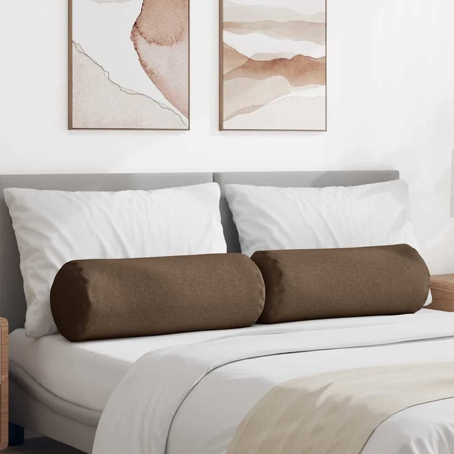 Coussins d'accent 2 pcs Marron Ø 25 x 70 cm tissu