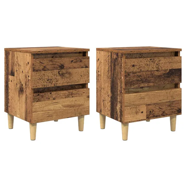 Meubles de lit avec tiroir 2 pcs Bois Ancien 40 x 35 x 50 cm