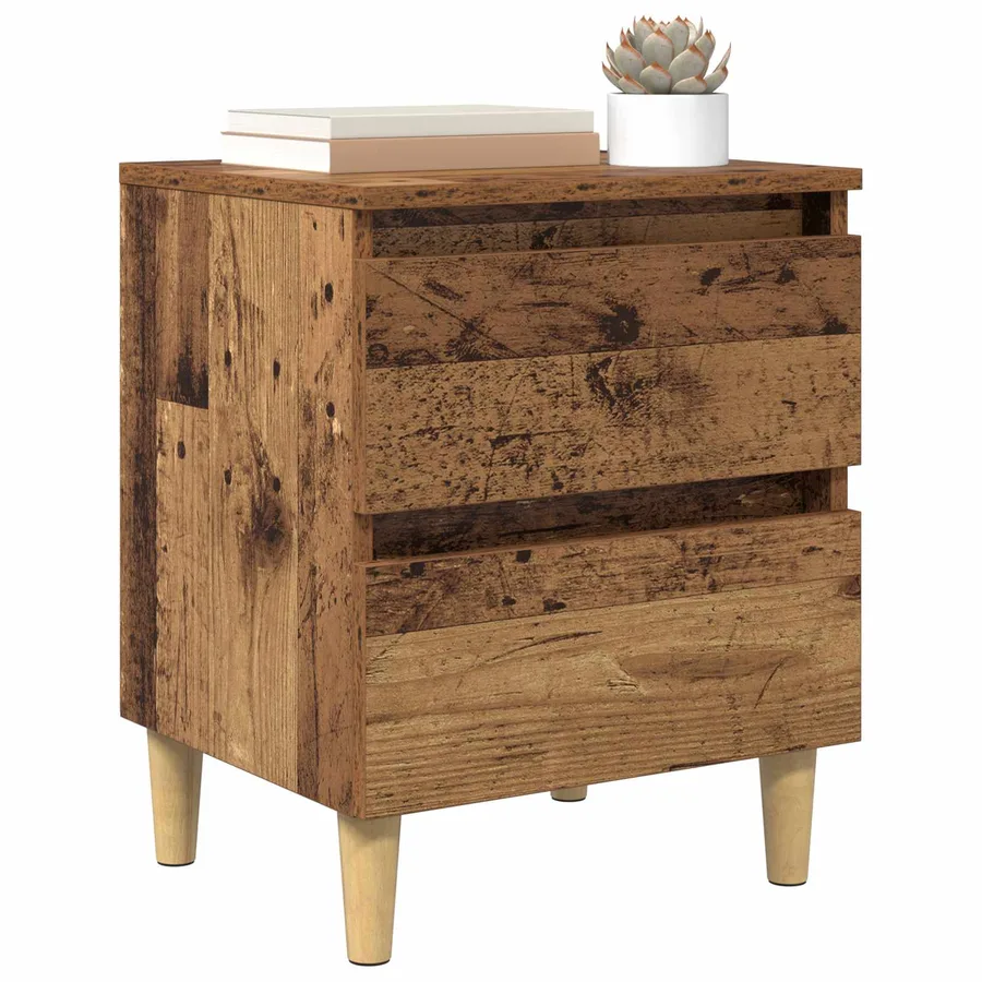 Meubles de lit avec tiroir 2 pcs Bois Ancien 40 x 35 x 50 cm - 2