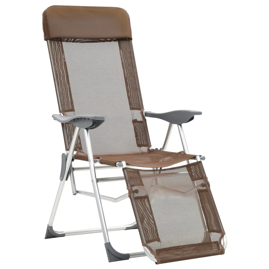Chaises de camping pliantes et repose-pied lot de 2 marron - 2