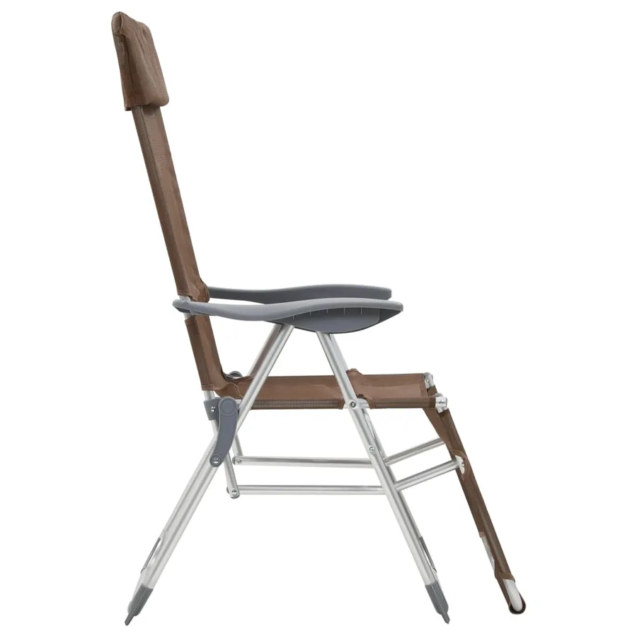Chaises de camping pliantes et repose-pied lot de 2 marron - 5