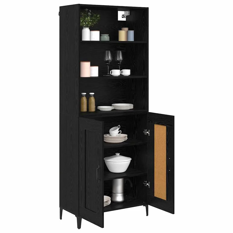 Haut Armoire 2 pcs Chêne noir Bois d'ingénierie - 3