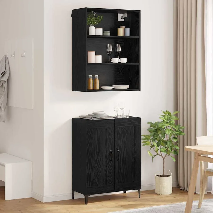Haut Armoire 2 pcs Chêne noir Bois d'ingénierie - 4