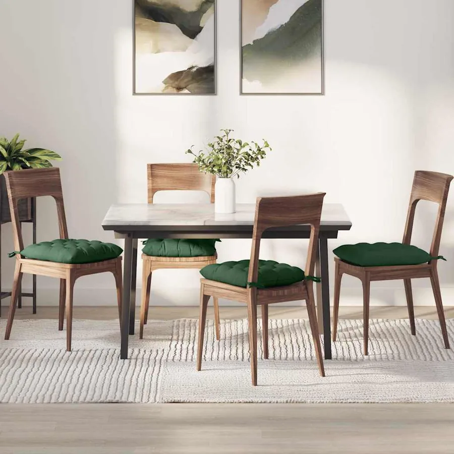 Coussins de siège 4 pcs Vert foncé 40 x 40 x 6 cm