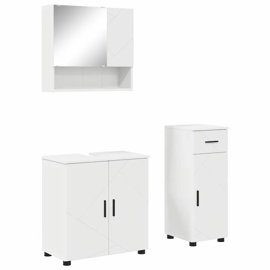 Ensemble de mobilier de salle de bain avec tiroir 3 pcs Blanc - 2
