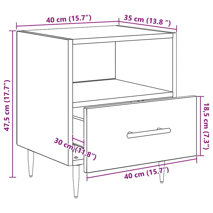 Table de chevet 2 pc Marron 40 x 35 x 47,5 cm Bois d'ingénierie - 14