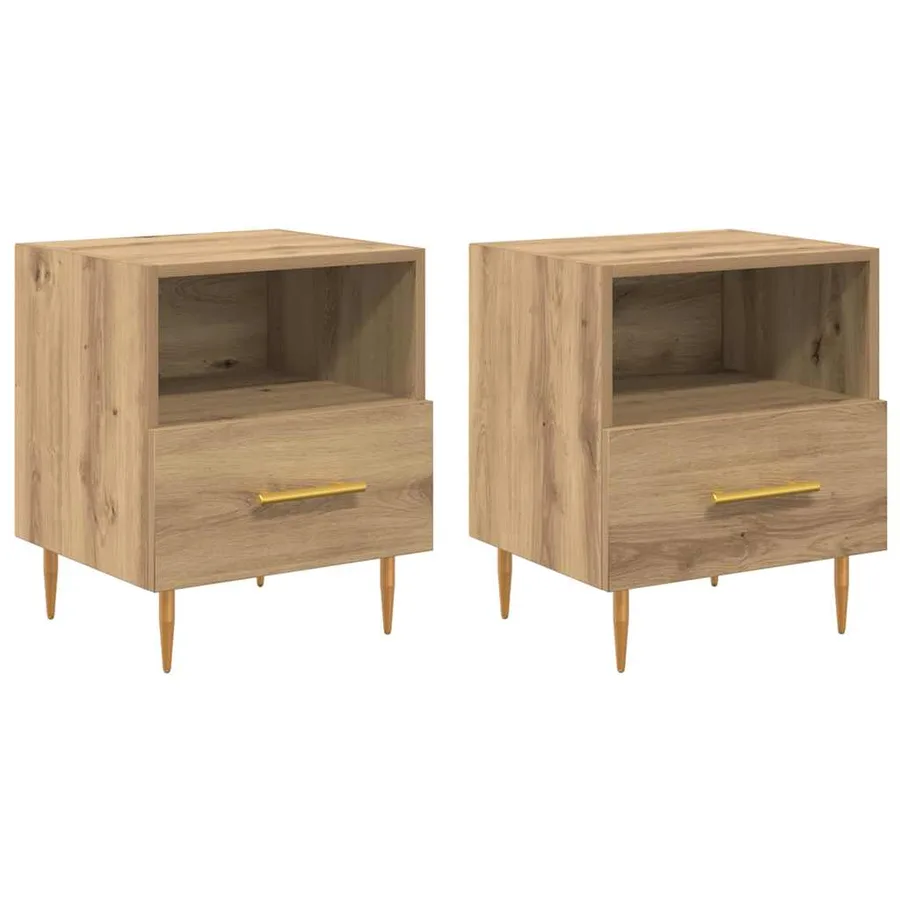 Table de chevet 2 pc Marron 40 x 35 x 47,5 cm Bois d'ingénierie - 2