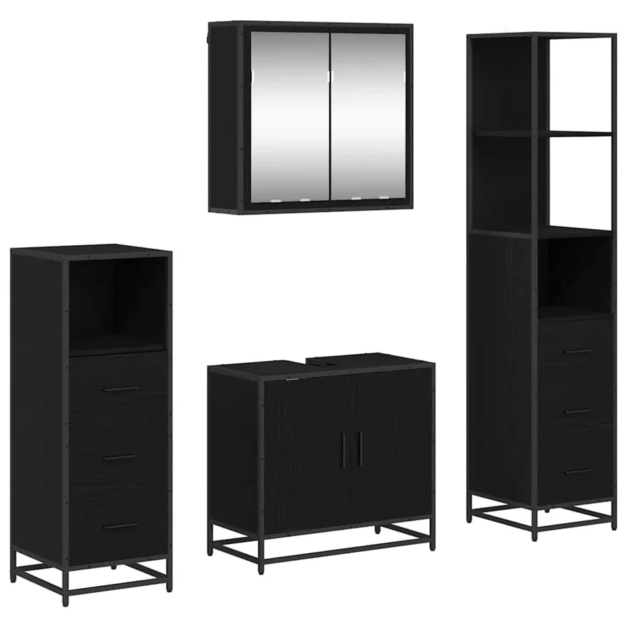 Ensemble de mobilier de salle de bain 4 pcs Chêne noir - 2