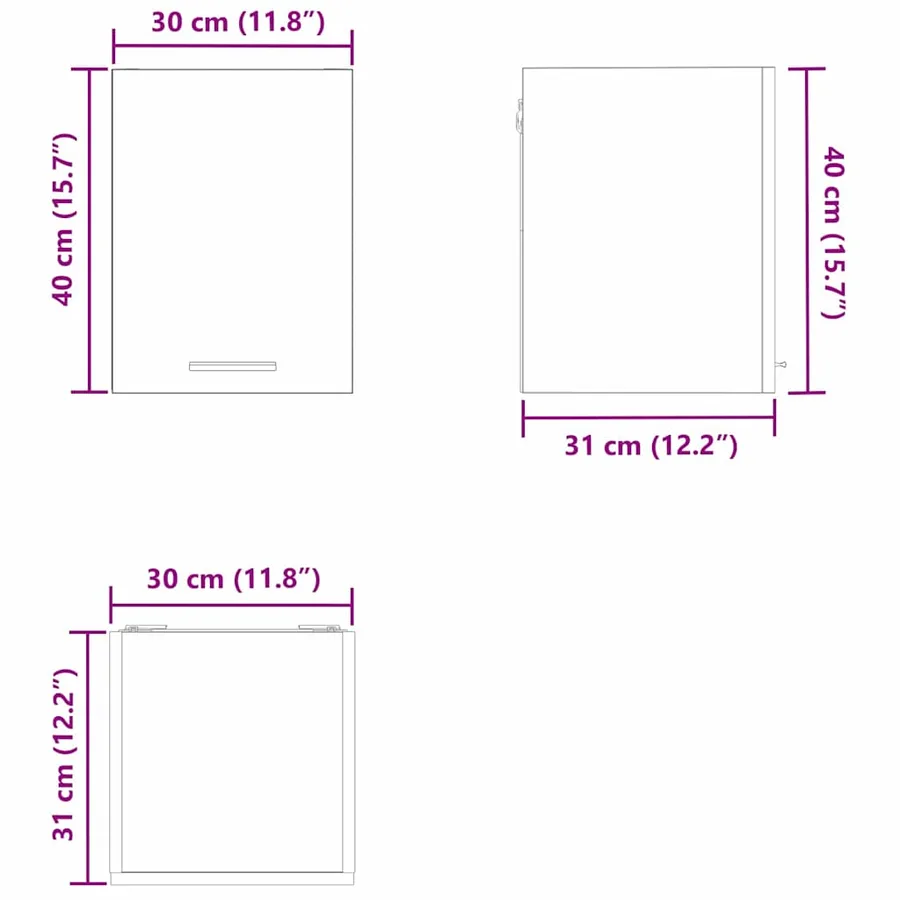 Armoire suspendue 2 pcs Chêne noir et Blanc 30 x 31 x 40 cm - 13