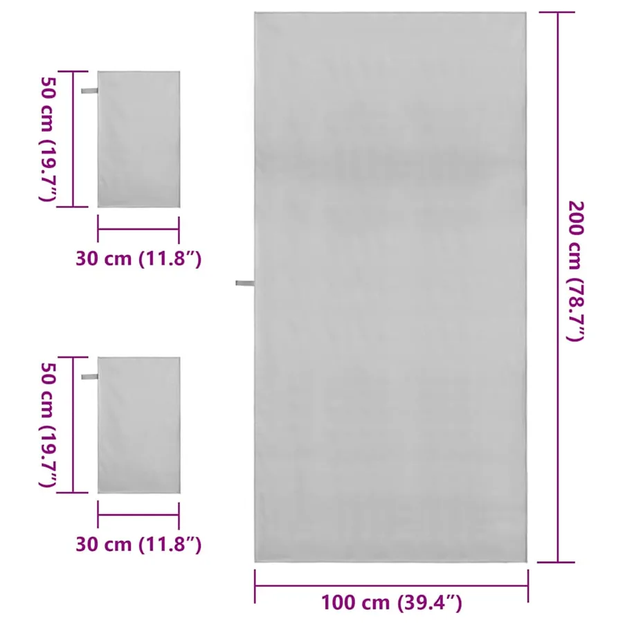 Set de serviettes de sport 3 pcs Gris Polyester et Polyamide - 8