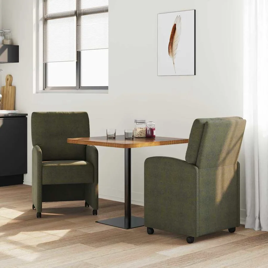 Chaises de Salle à Manger avec Roues 2 pcs Vert armée - 3
