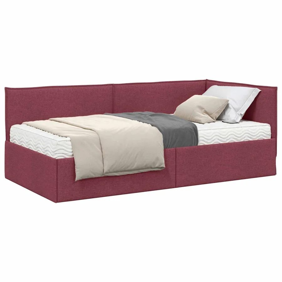 Cadre de lit d'angle avec matelas 2 pcs Gris Velours - 2