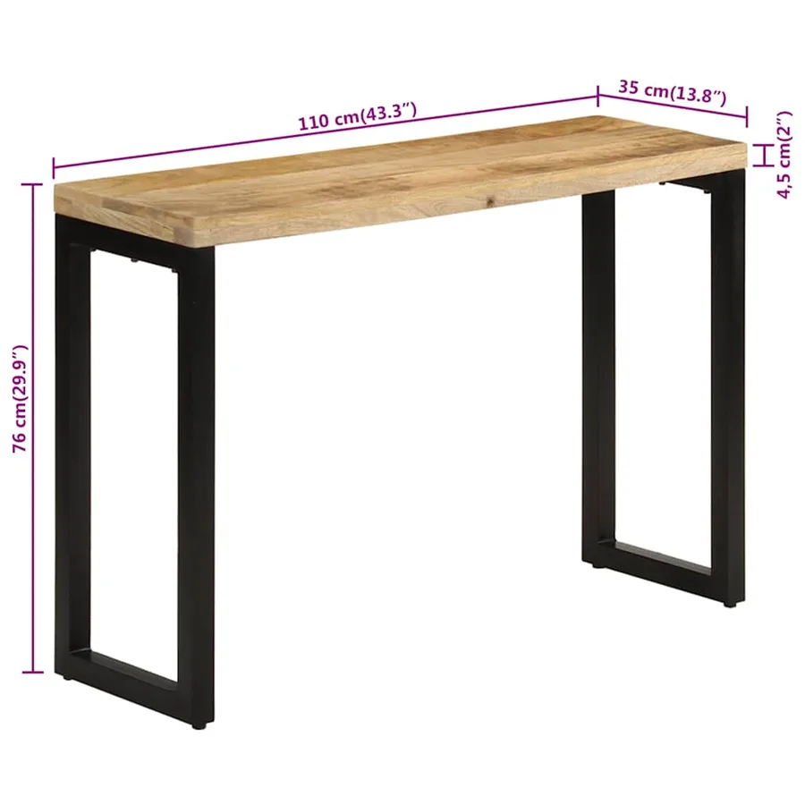 Table console 110x35x76 cm bois de manguier massif brut - 8