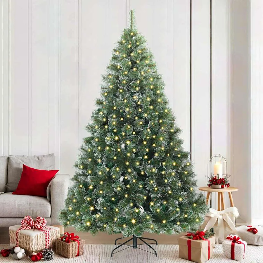 Sapin de Noël artificiel avec 300 LED Vert 210 cm PE et PVC