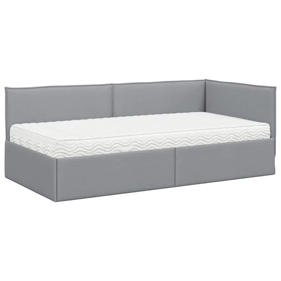 Cadre de lit d'angle avec matelas 2 pcs Gris clair Velours - 4