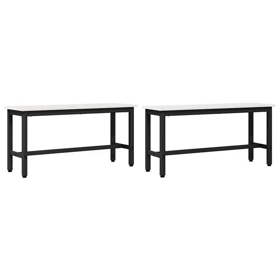 Banc de salle à manger 2 pcs Blanc 100 x 32,5 x 49 cm - 2