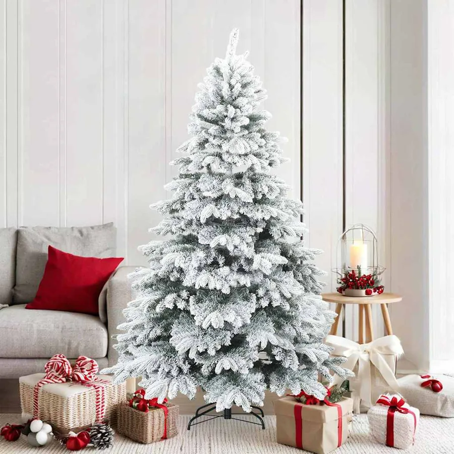 Sapin de Noël artificiel à branches pliantes, duveteux de neige