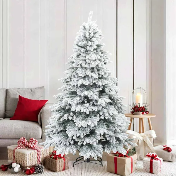 Sapin de Noël artificiel à branches pliantes, duveteux de neige