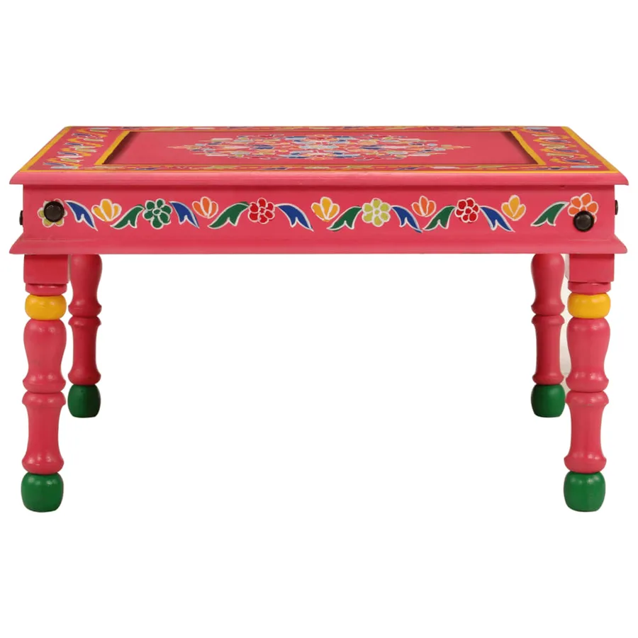 Table basse rose bois de manguier massif peint à la main - 2