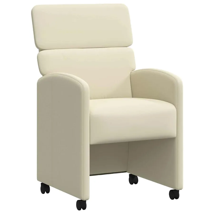Chaises de Salle à Manger avec Roues 2 pcs Crème Simili cuir - 2