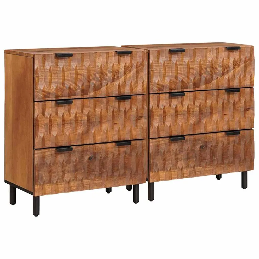 Buffet 2 pcs Finition Acacia Brun 60 x 33 x 75 cm