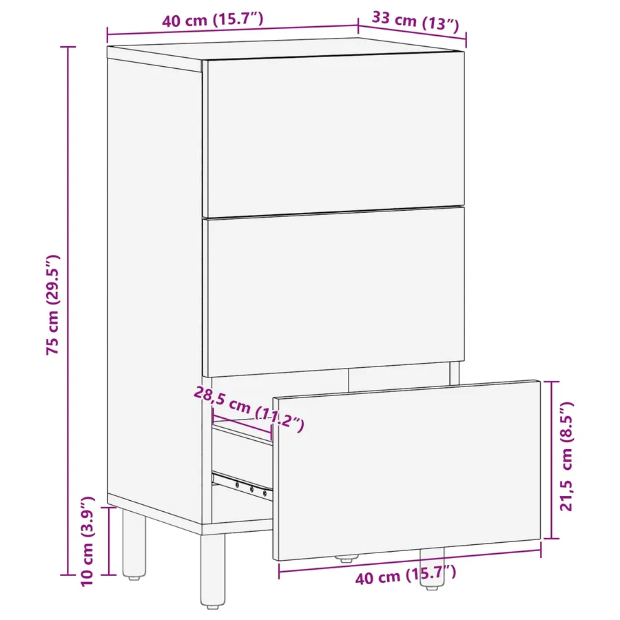 Buffet avec tiroir Finition Acacia Brun 40 x 33 x 75 cm - 11