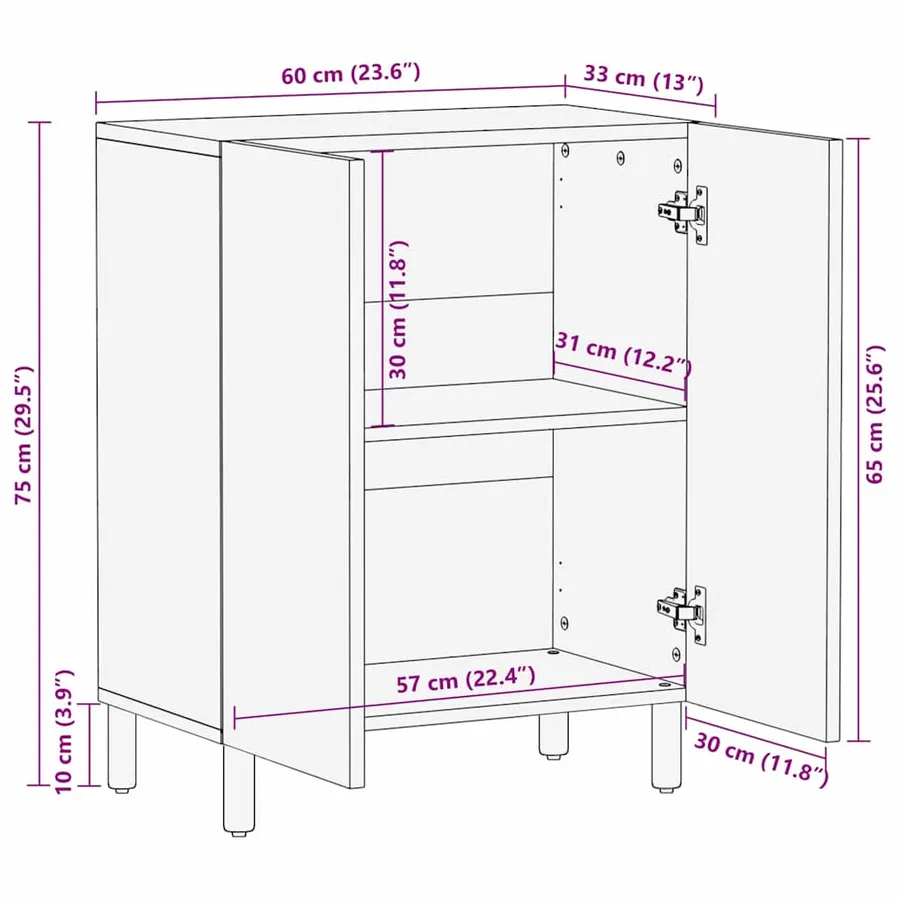 Buffet Finition Acacia Brun 60 x 33 x 75 cm - 10