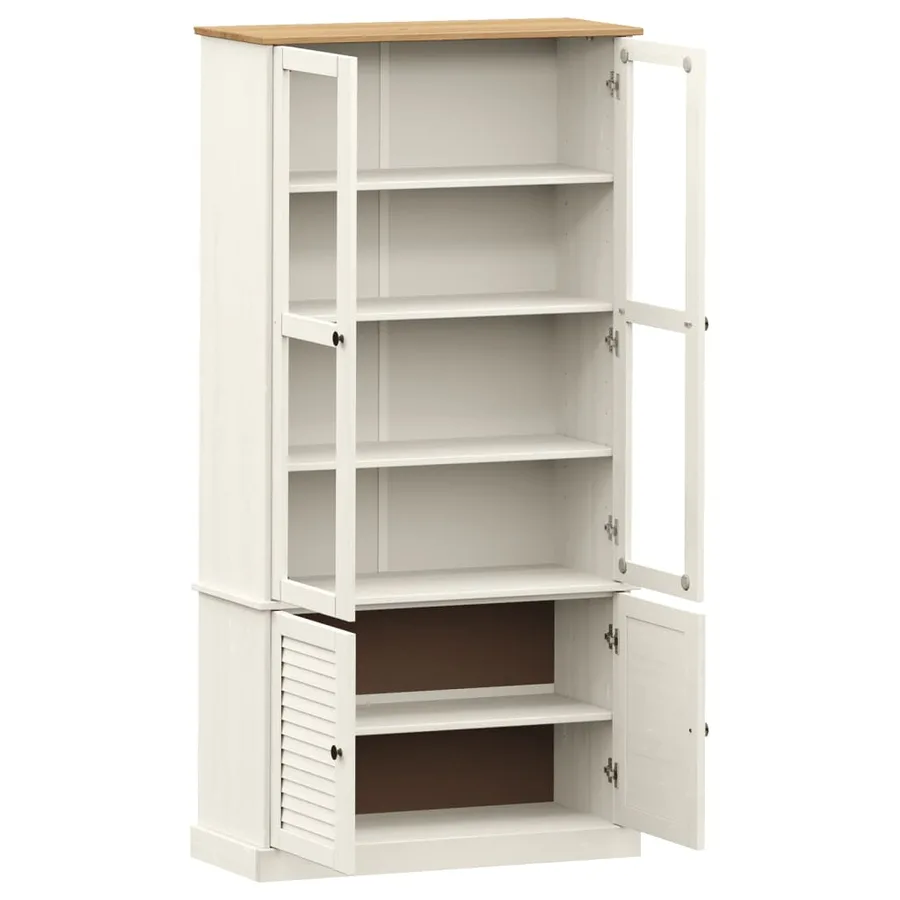 Vitrine en verre VIGO blanc 85x35x170 cm bois massif de pin - 5