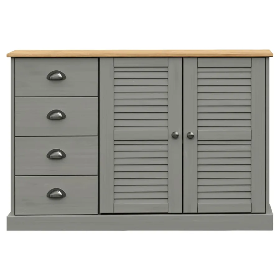 Buffet avec tiroirs VIGO 113x40x75 cm gris bois massif de pin - 5