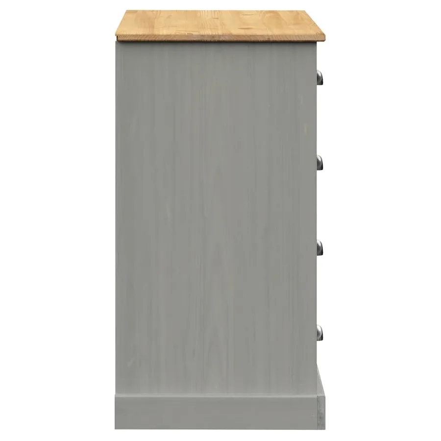 Buffet avec tiroirs VIGO 113x40x75 cm gris bois massif de pin - 6