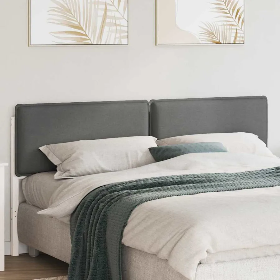 Tête de lit capitonnée Blanc et gris clair 200 cm Pin massif