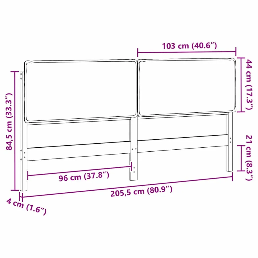 Tête de lit capitonnée Blanc et gris clair 200 cm Pin massif - 13