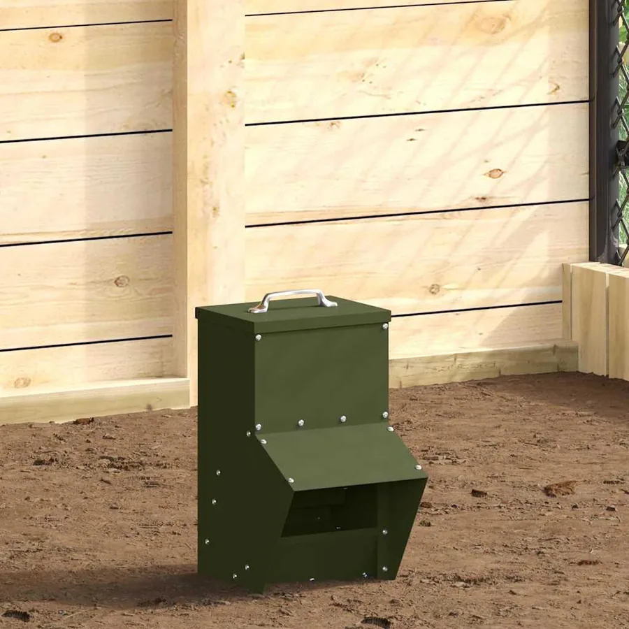 Mangeoire pour poules Vert olive 20 x 25 x 35 cm