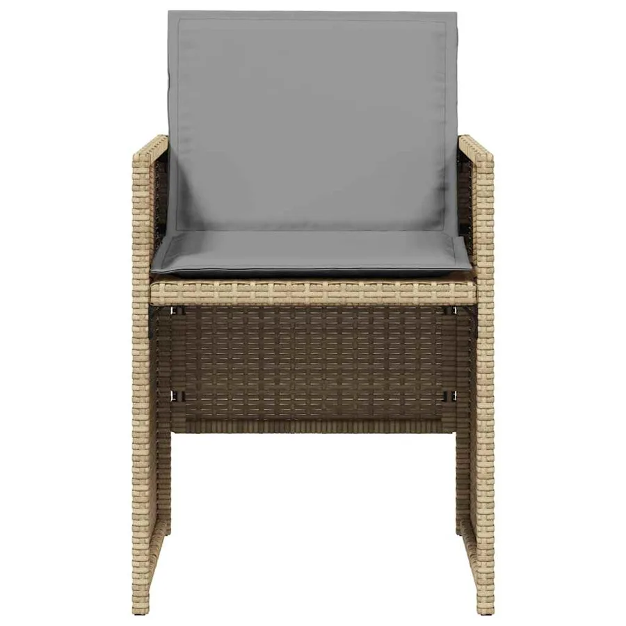 Ensemble à manger de jardin coussins 5 pcs mélange beige rotin - 5