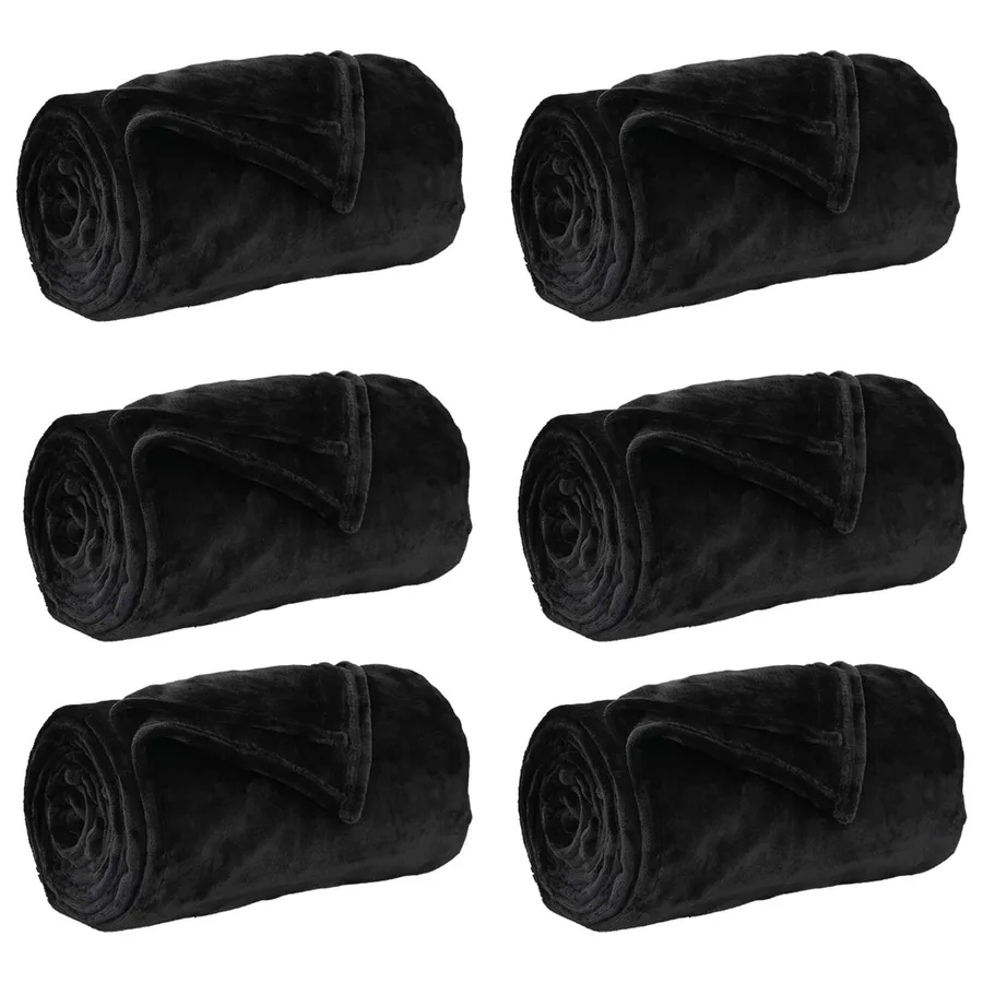 Couvertures à jeter 6 pcs Noir 130 x 150 cm Toison - 2