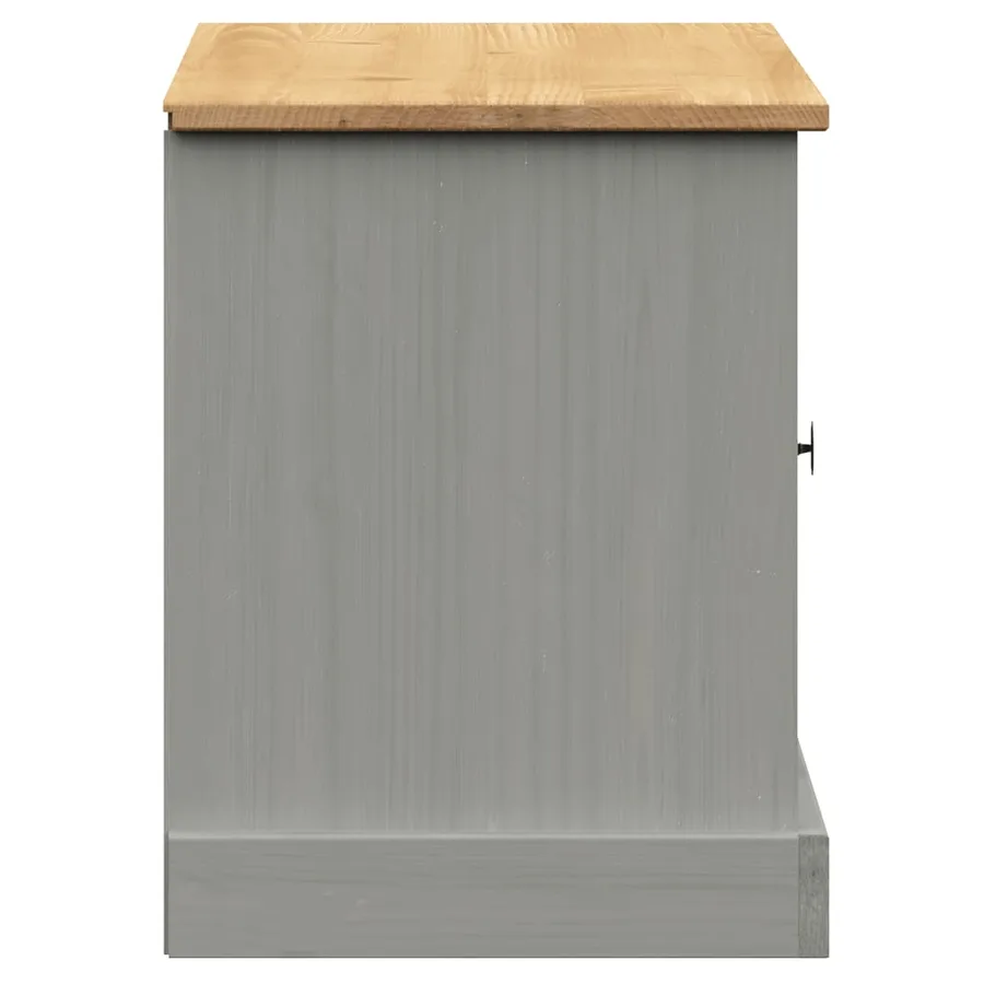 Banc à chaussures VIGO gris 106x35x45 cm bois massif de pin - 6