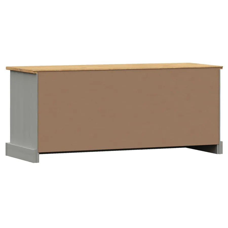 Banc à chaussures VIGO gris 106x35x45 cm bois massif de pin - 7
