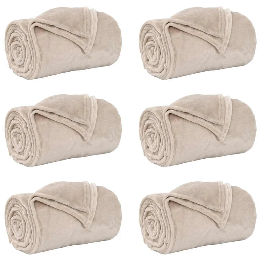 Couvertures à jeter 6 pcs Beige 150 x 200 cm Toison - 2