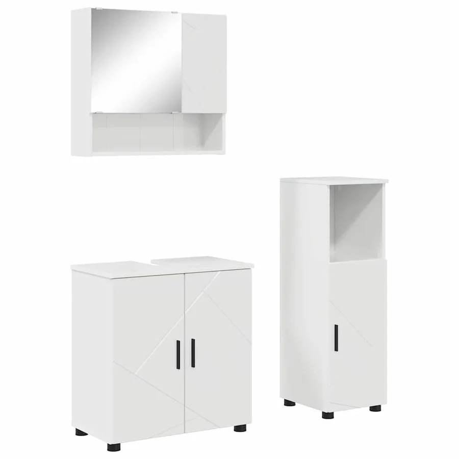 Ensemble de mobilier de salle de bain 3 pcs Blanc brillant - 2