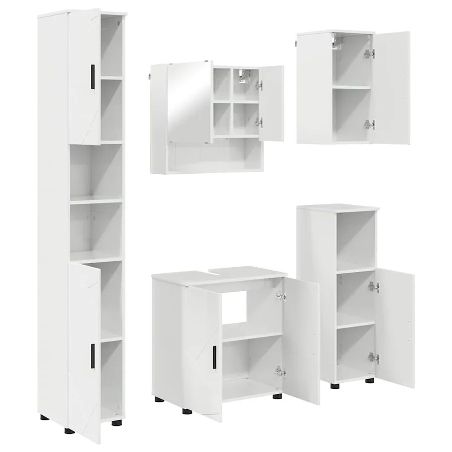 Ensemble de mobilier de salle de bain 5 pcs Blanc brillant - 2