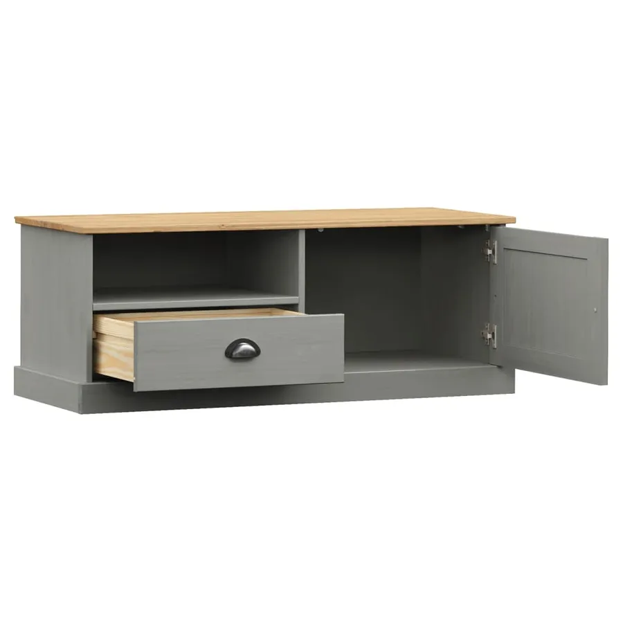 Meuble TV VIGO gris 106x40x40 cm bois massif de pin - 4