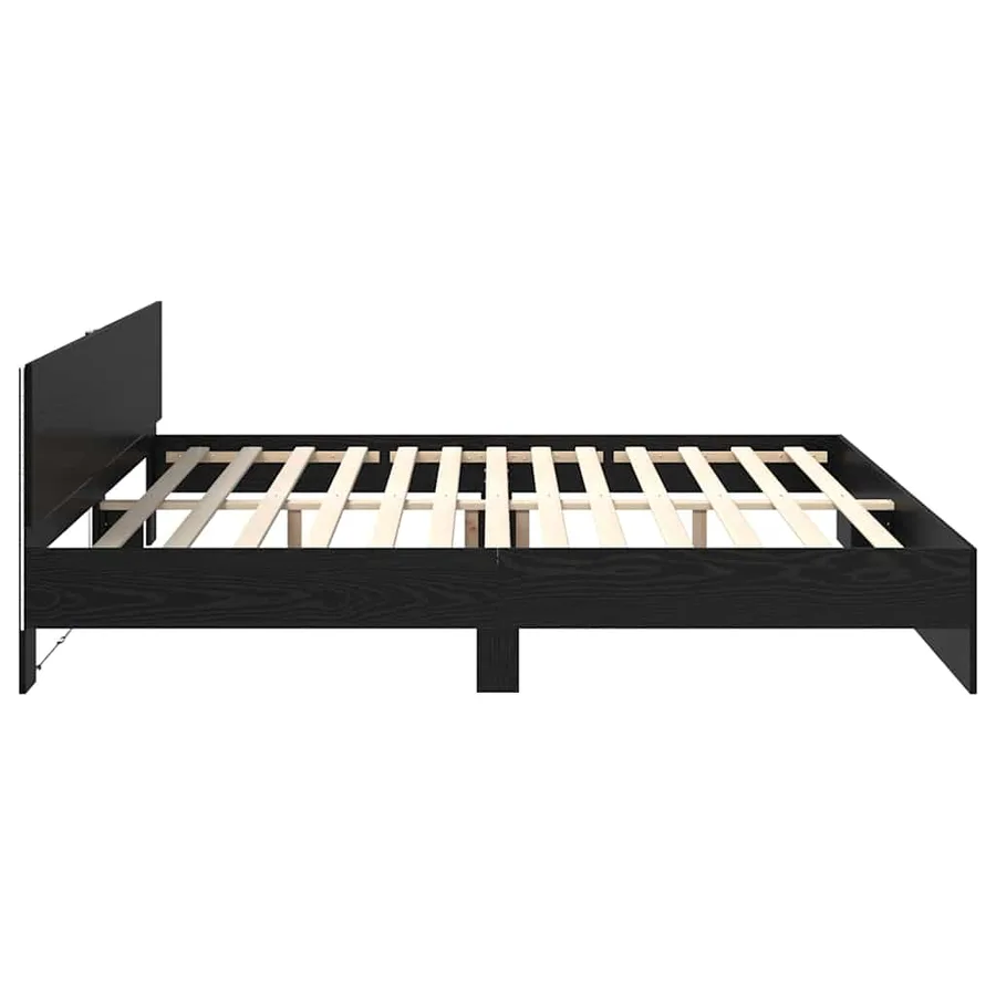 Cadre de lit Chêne noir 200 x 200 cm Bois d'ingénierie - 7
